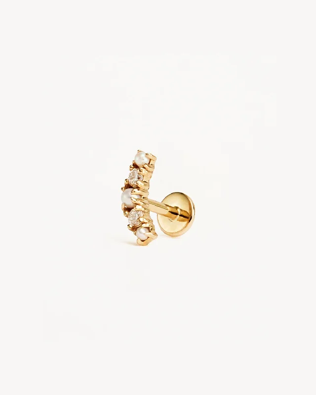 14k Solid Gold Diamond Whimsical Cartilage Flatback Earring