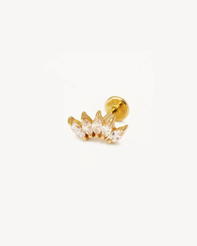 14k Solid Gold Eternal Lotus Crystal Cartilage Earring