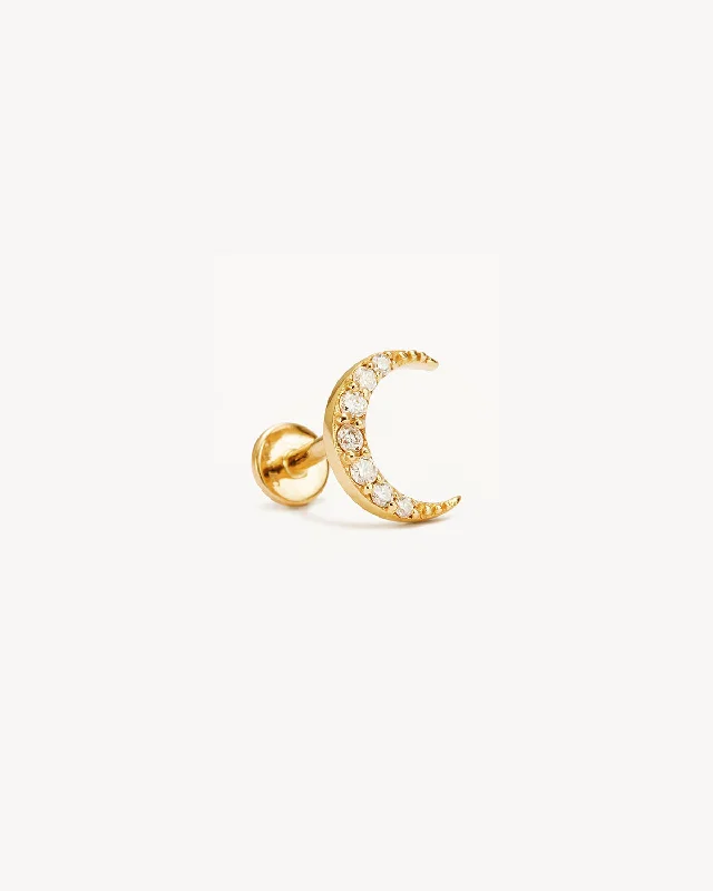 14k Solid Gold Evening Sky Diamond Cartilage Earring