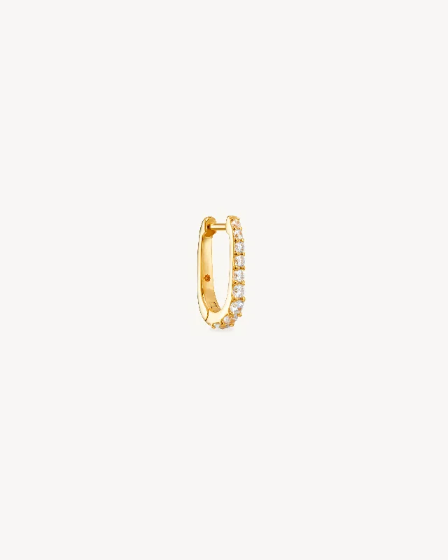 14k Solid Gold Halo Lab-Grown Diamond Hoop