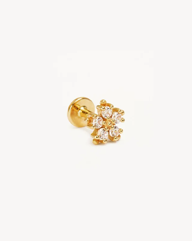 14k Solid Gold Snowflake Cartilage Earring