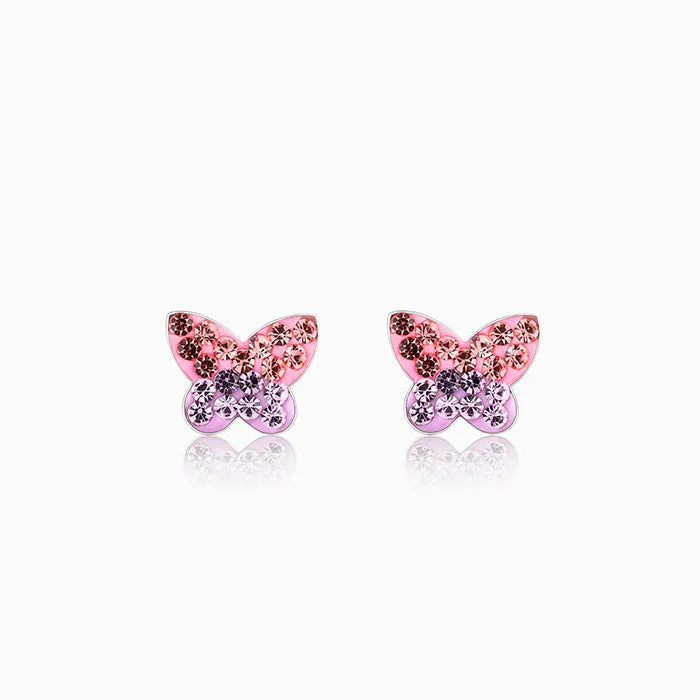 Silver Sparkly Butterfly Kids Earrings (4-12 yrs)