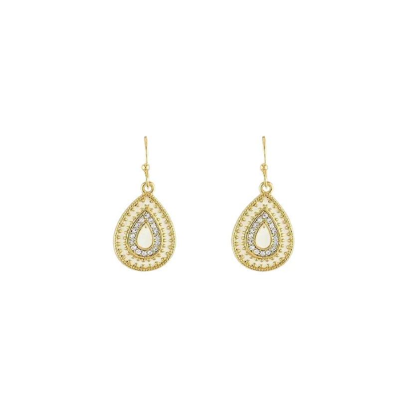 Gold Boho Teardrop CZ Dangle Layers Earrings