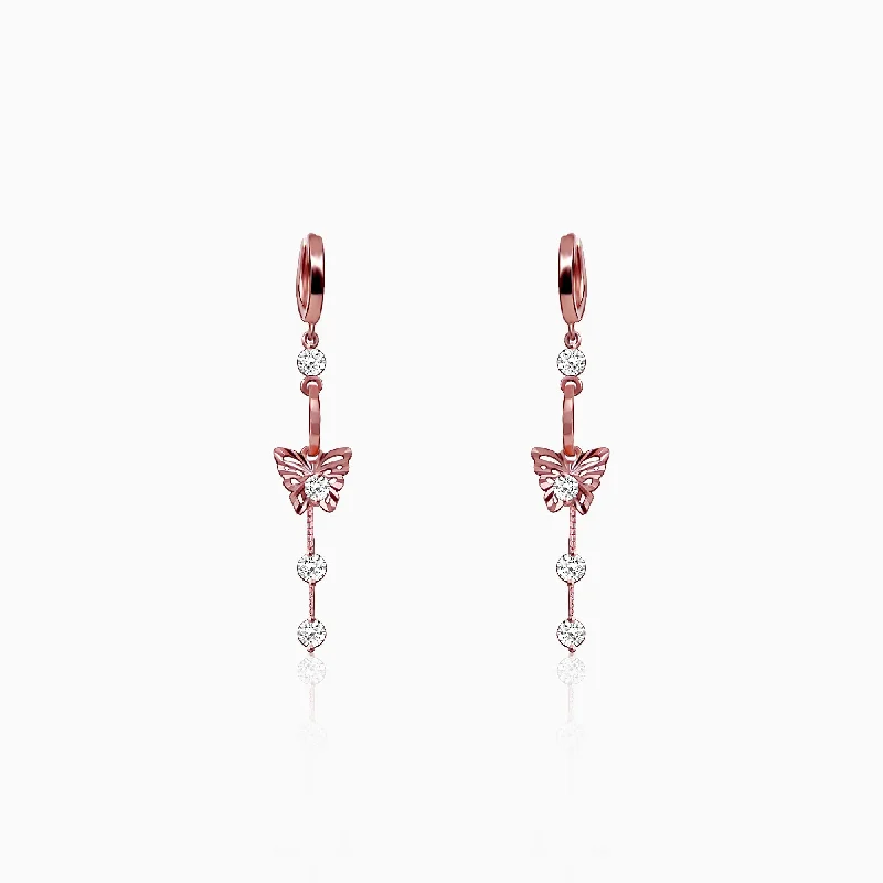 Rose Gold Charming Butterfly Earrings