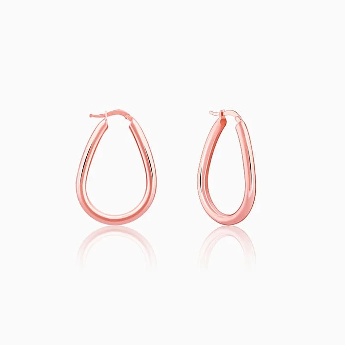 Rose Gold Tapered Hoop Earrings