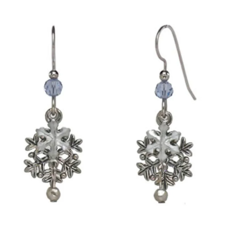 Silver Forest Earrings Snowflakes Cascade