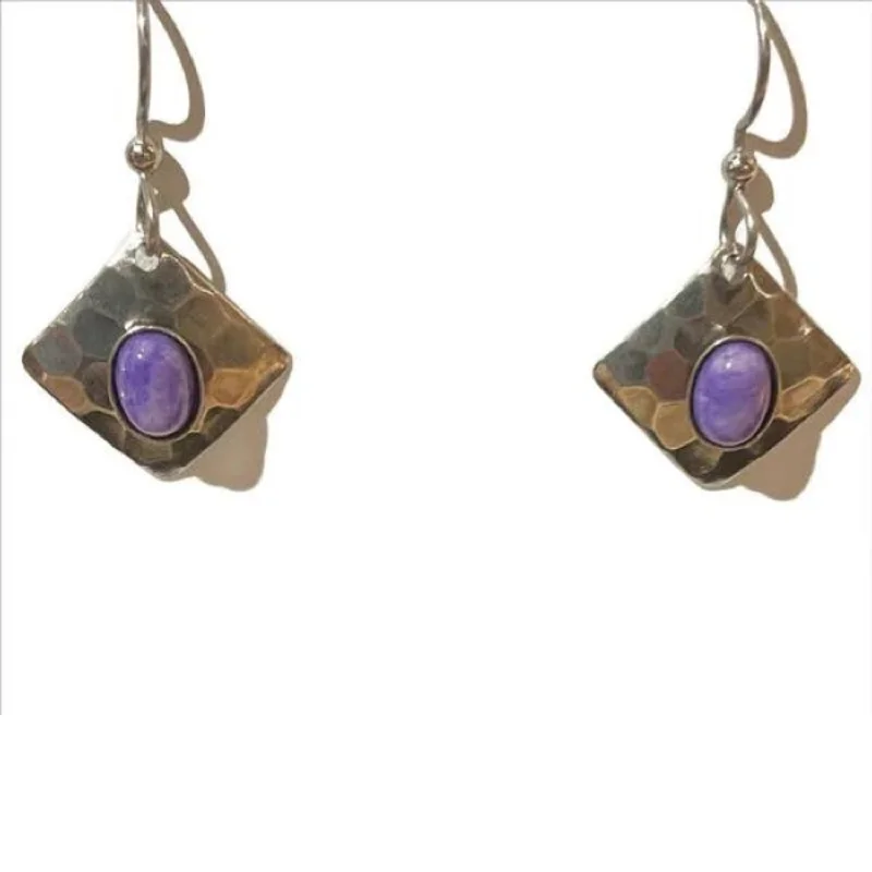 Silver Forest Silver Frost with Charoite Stone Earrings