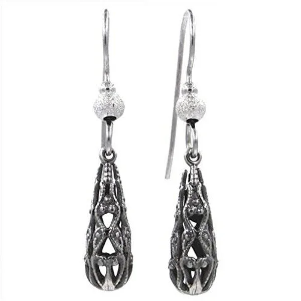 Silver Forest Silver Tone Filigree Drop Earrings