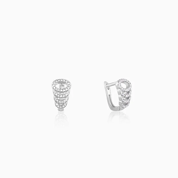 Silver Zircon Elegant Loop Earrings