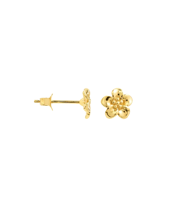 Single Flower Boy Stud Earring 14K