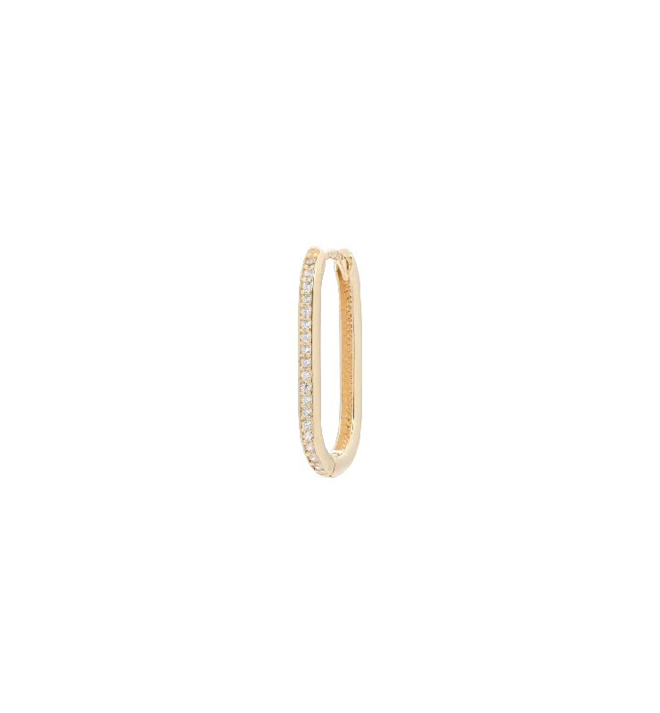 Single White Zirconia Paperclip Earring 14K