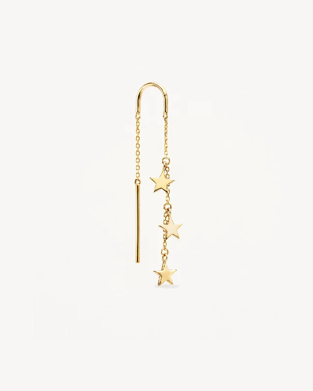 9k Solid Gold Star Bright Thread Earring