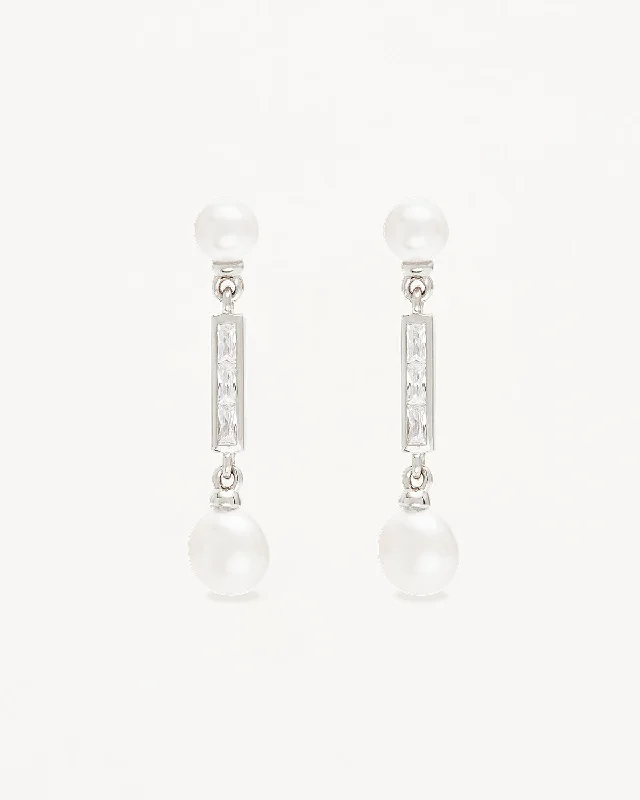 Sterling Silver Breathe Pearl Drop Earrings