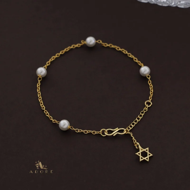 Pearly Golden Star Anklet