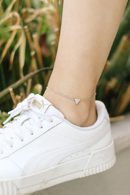 Triangle anklet, waterproof silver chain ankle bracelet, tiny triangle, personalised jewelry