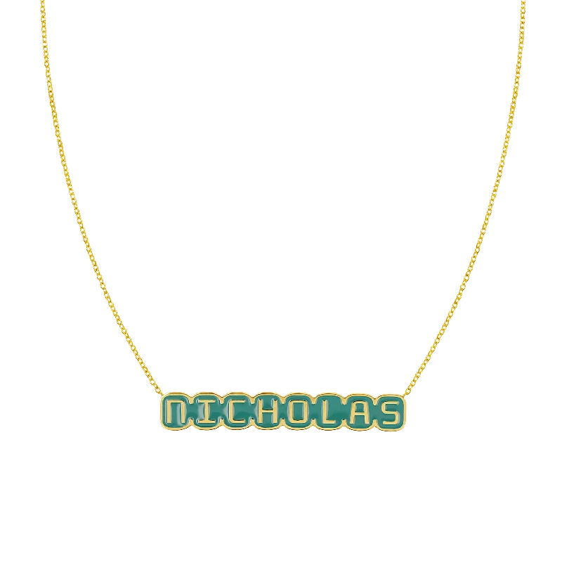 Retro Enamel Name Necklace