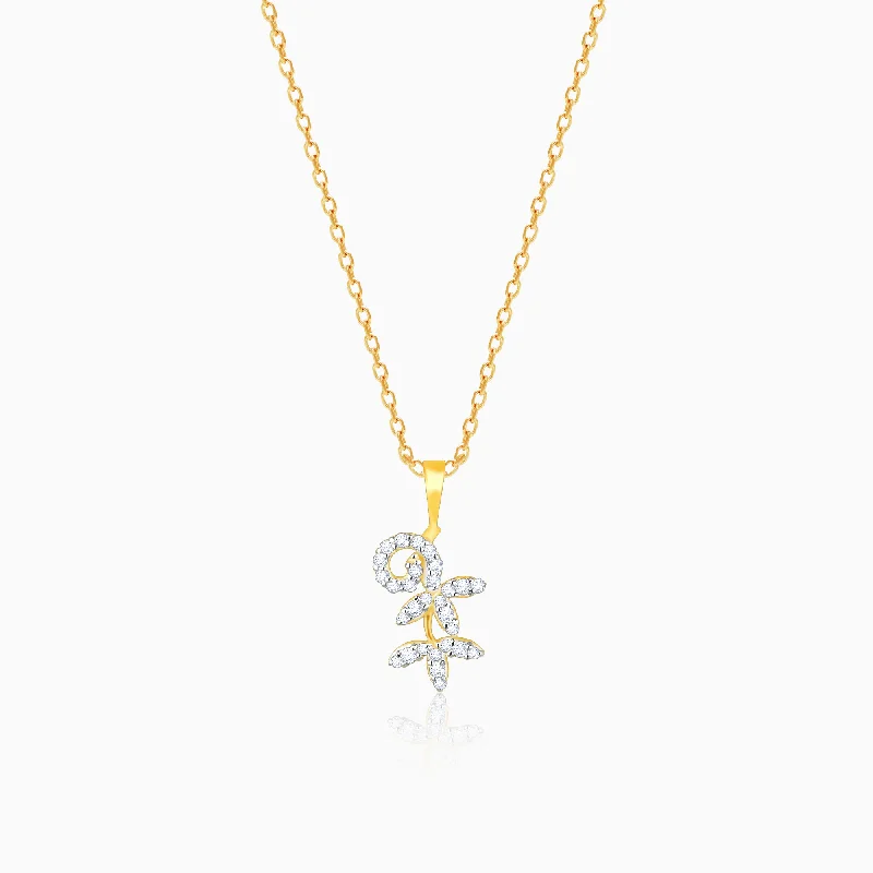 Gold Elegant Floral Diamond Pendant