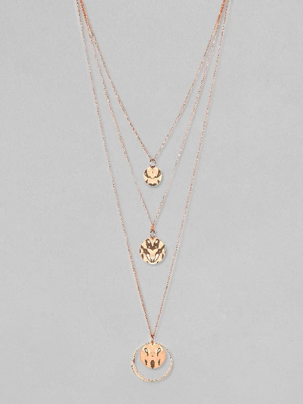 Tokyo Talkies Rose Gold-Plated Handcrafted Multi Layer Chain Necklace