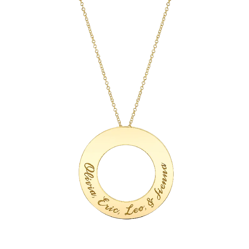 Engraved Circle Disc Necklace