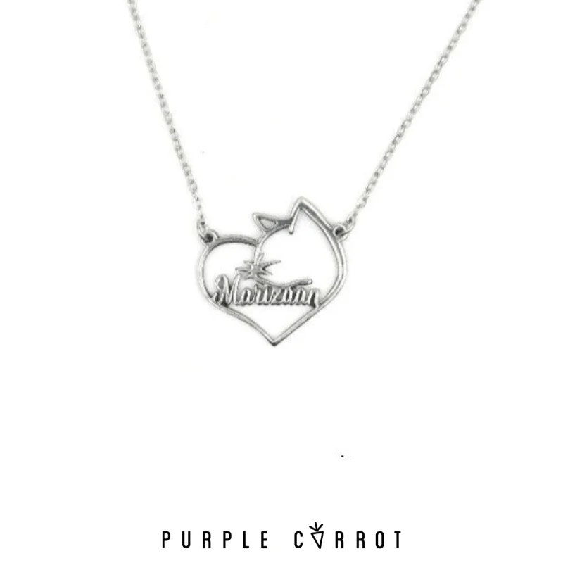 Feline love Name Cut-out Necklace